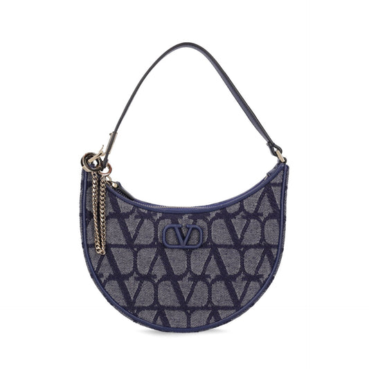 Valentino Garavani Mini V Logo Signature Denim Hobo Bag