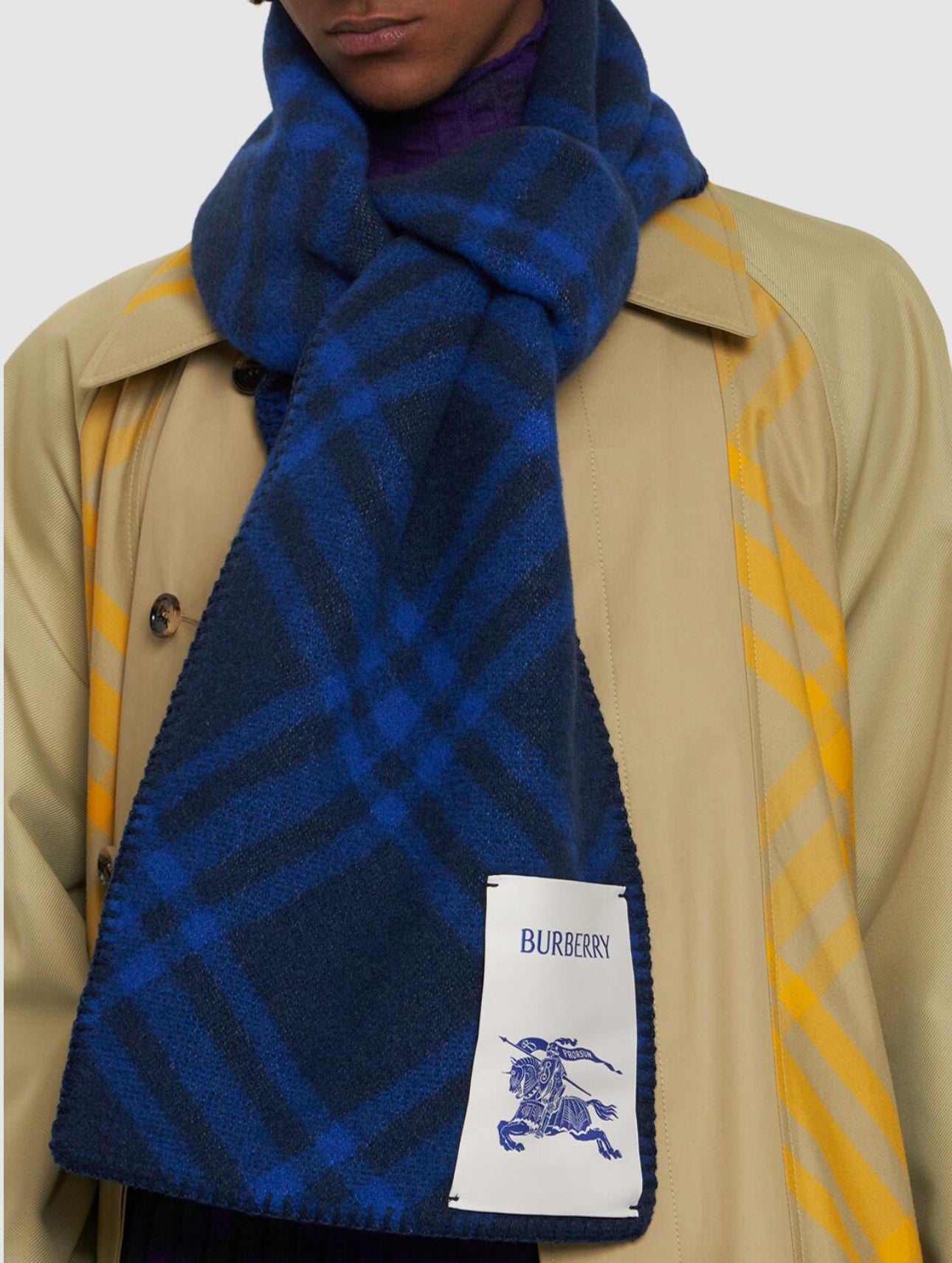 Burberry EKD Checked Wool Scarf