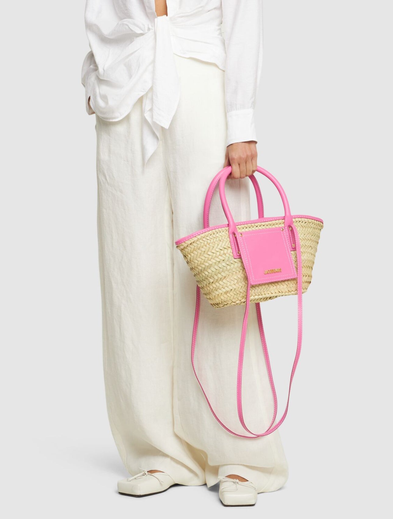 Jacquemus Le Petit Panier Soli Raffia Leather Bag