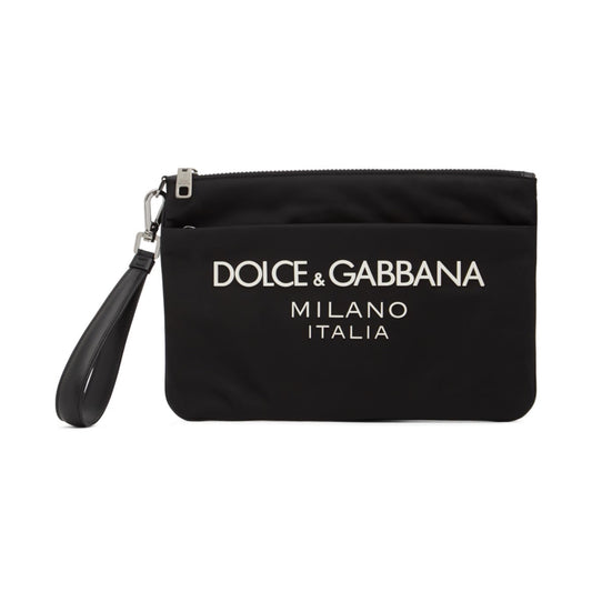 Dolce & Gabbana Rubberized Logo Nylon Pouch