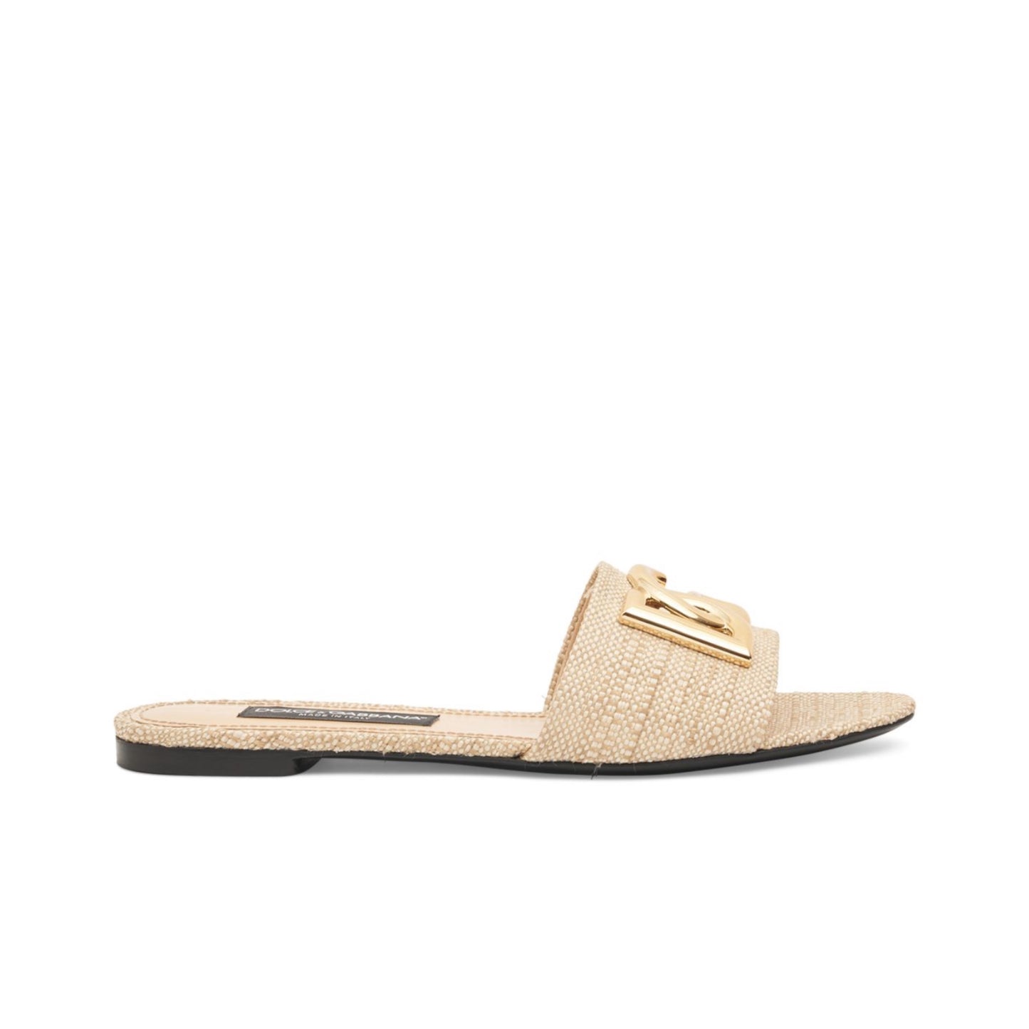 Dolce&Gabbana Bianca Raffia Effect Slide Flats