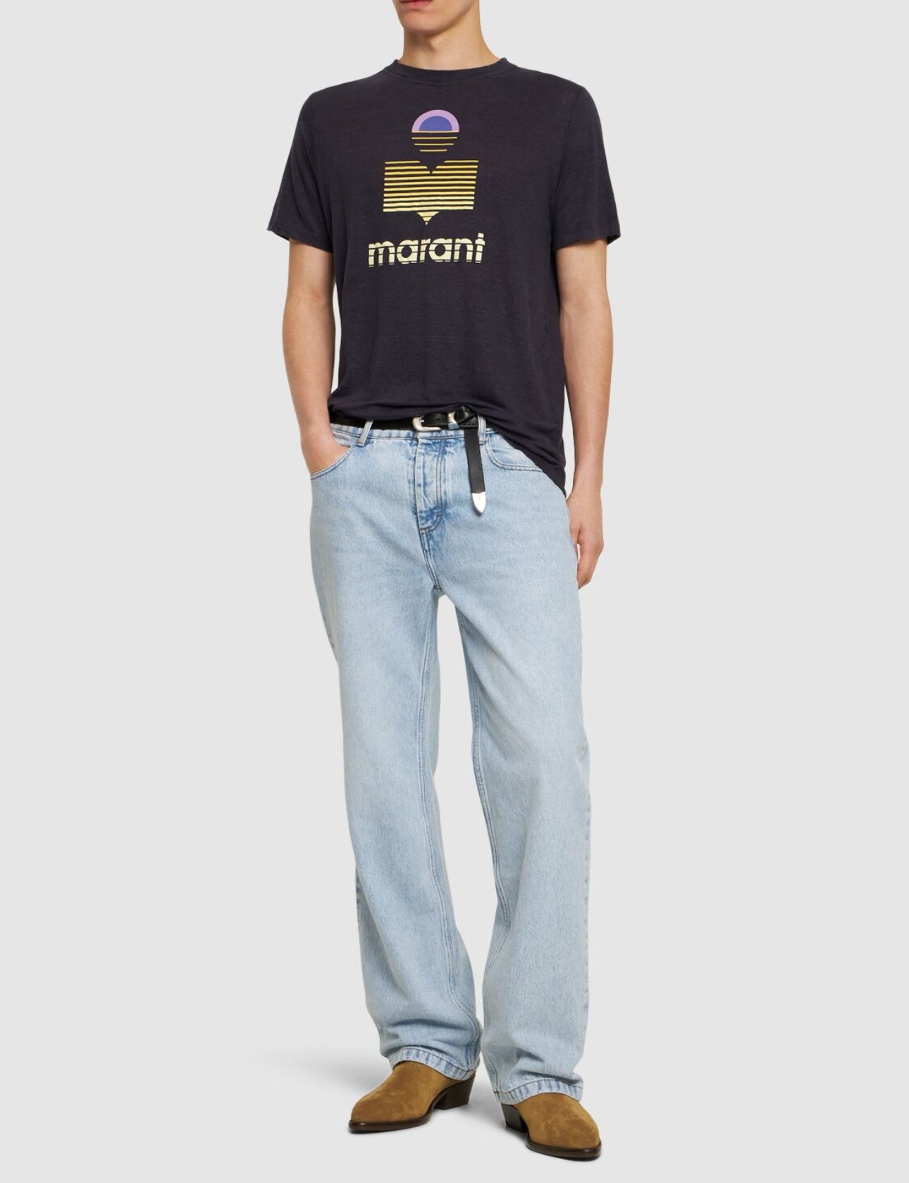 Marant Logo Print Linen Jersey T-shirt