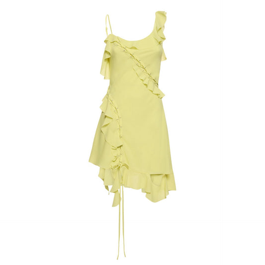 Acne Studios Ruffled Satin Mini Dress