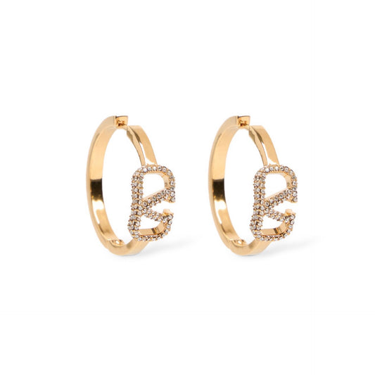 Valentino Garavani V Logo Signature Strass Hoop Earrings