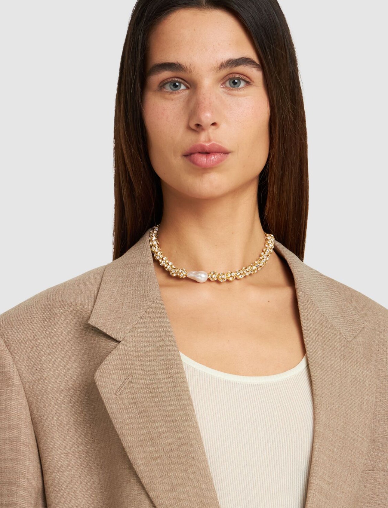 Magda Butrym Faux Pearl & Crystal Collar Necklace