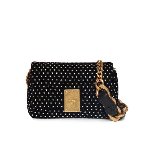 Balmain Mini 1945 Embellished Velvet Bag