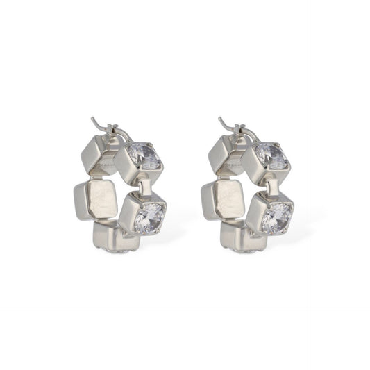 Jil Sander BW1 5 Crystal Hoop Earrings