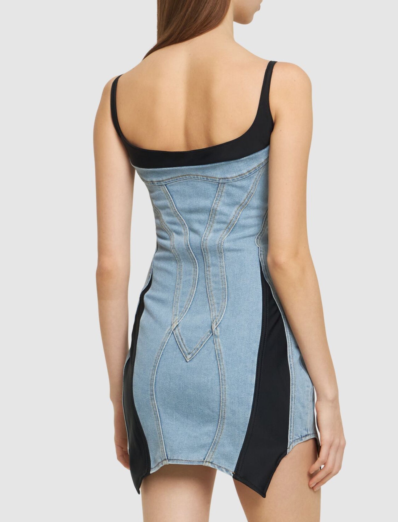 Mugler Denim & Jersey Mini Dress