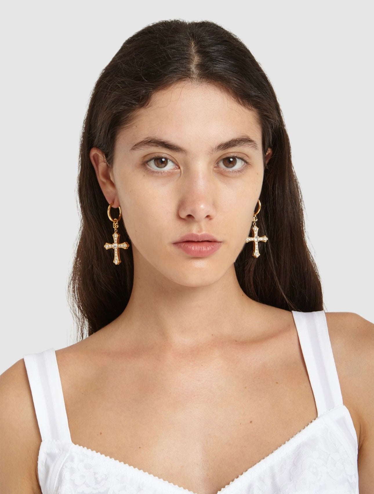 Dolce&Gabbana DG DNA Crystal Cross Earrings