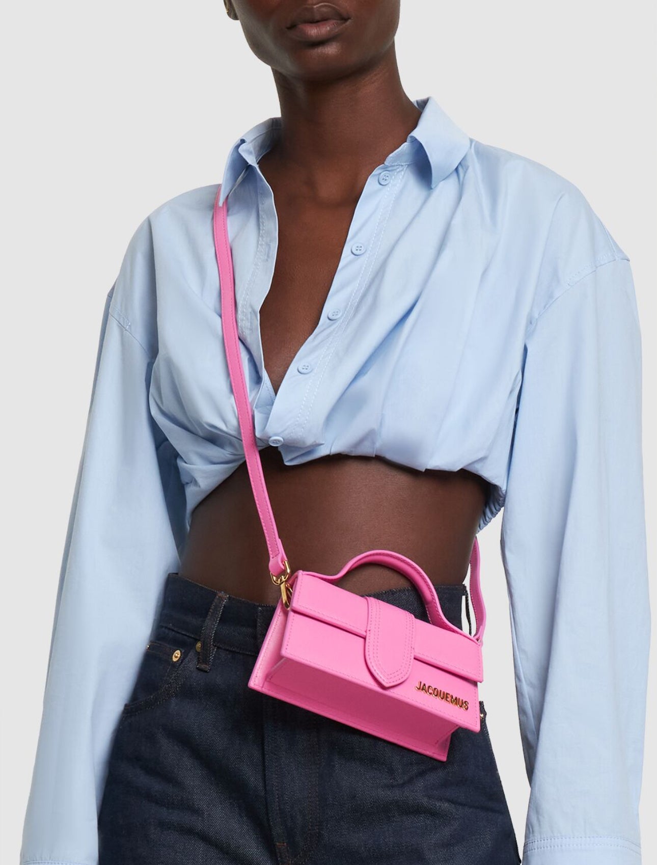 Jacquemus Le Bambino Smooth Leather Bag Neon Pink