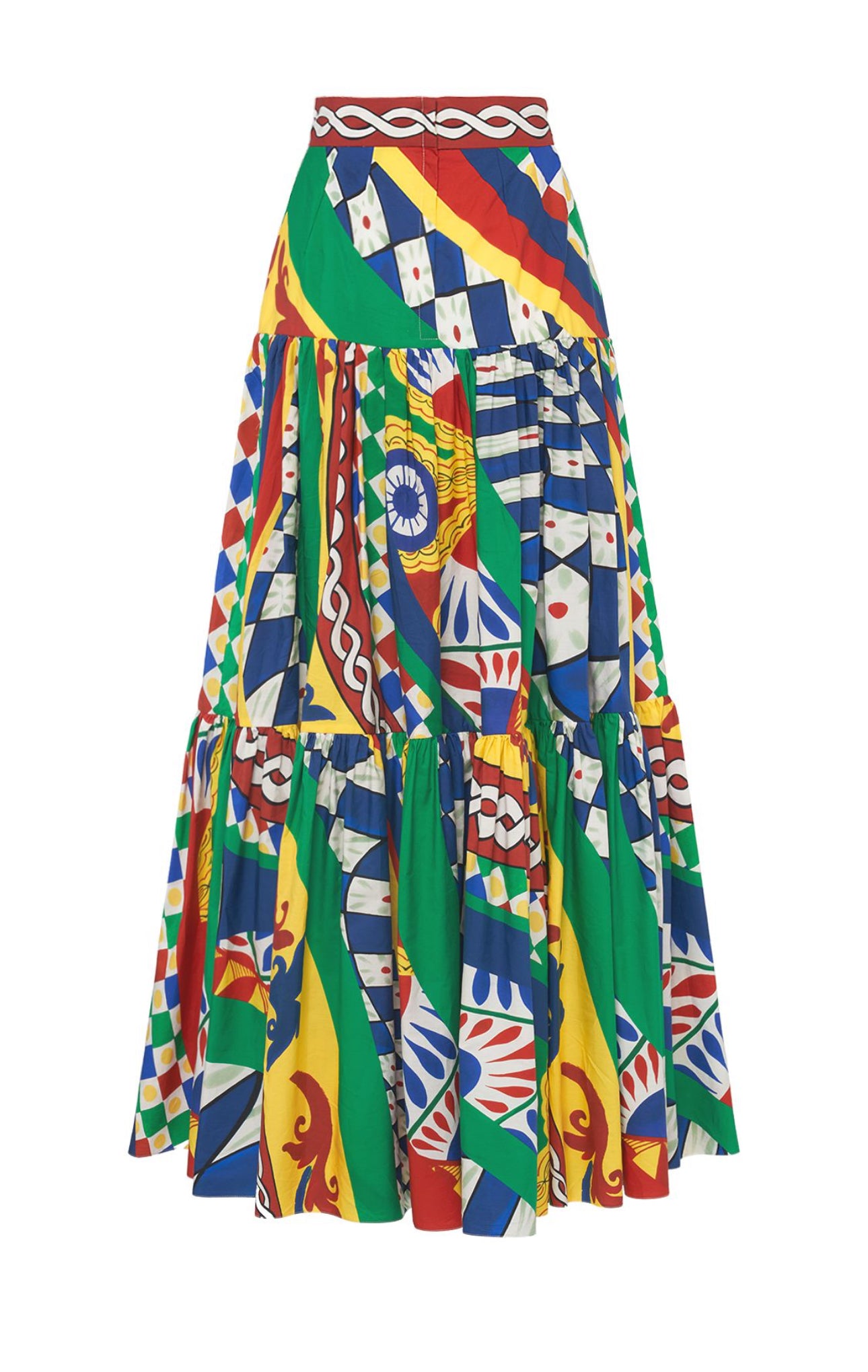 Dolce&Gabbana Carretto Print Cotton Poplin Long Skirt