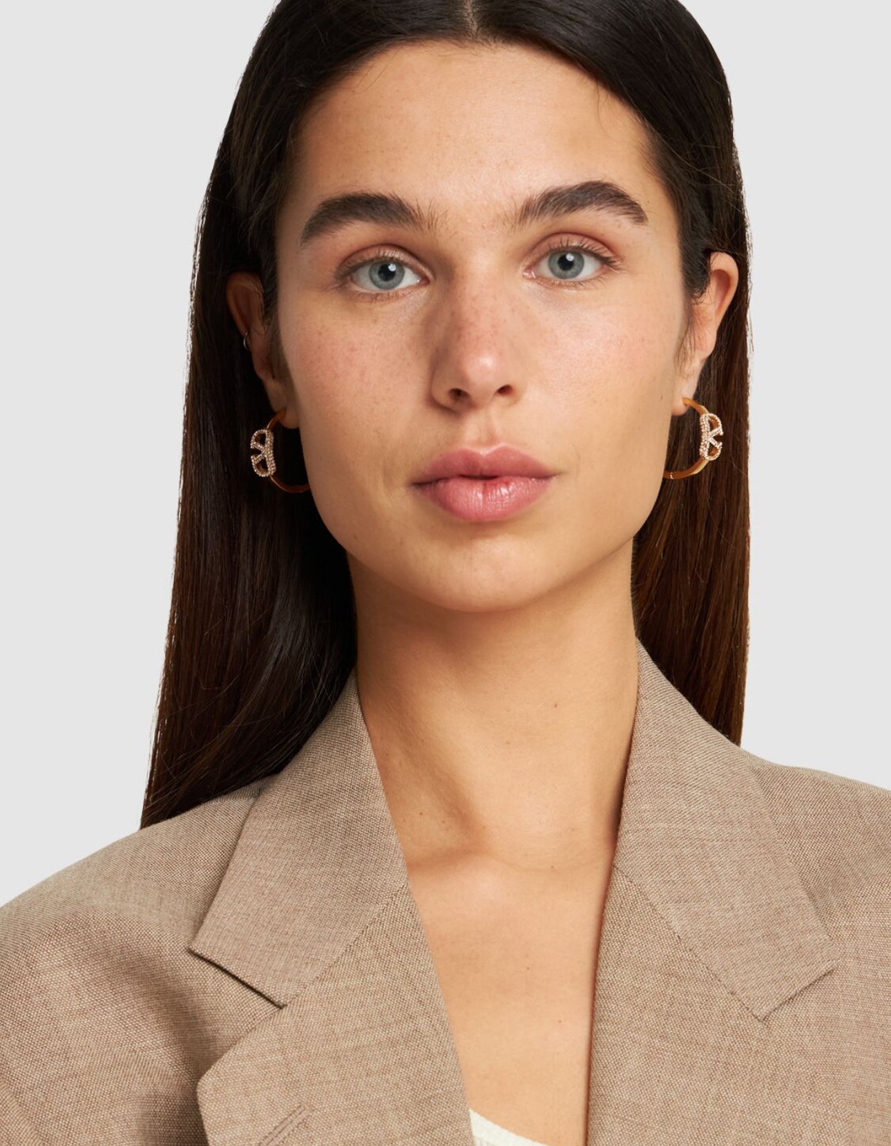 Valentino Garavani V Logo Signature Strass Hoop Earrings