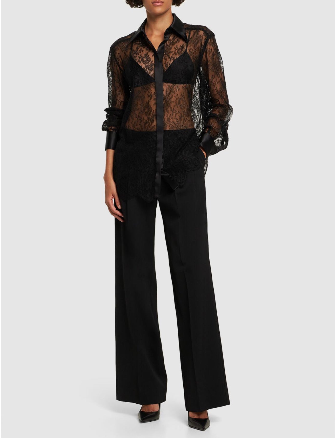 Dolce&Gabbana Chantilly Sheer Satin & Lace Shirt