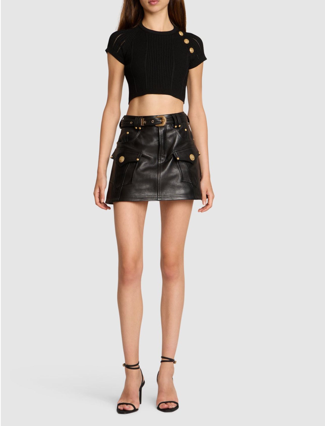 Balmain Embellished Knit Crop Top