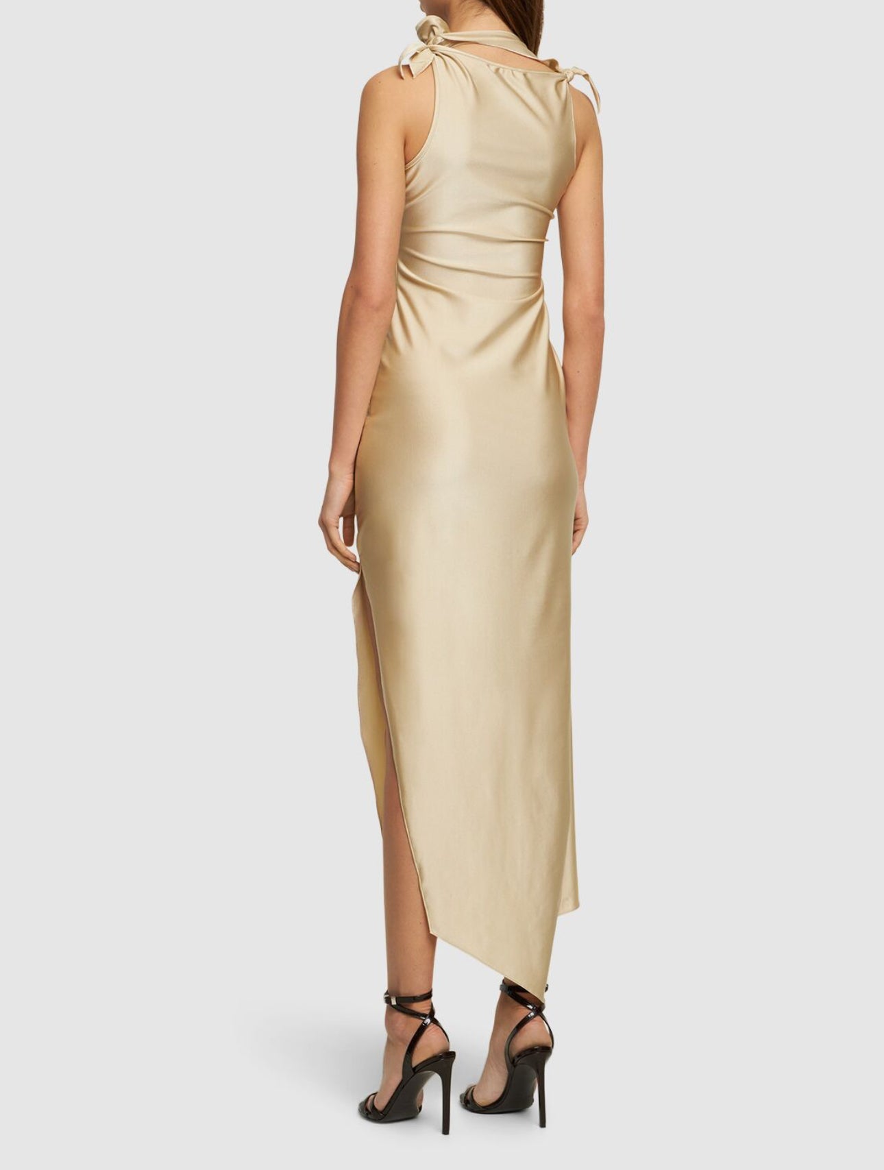 Coperni Asymmetric Flower Stretch Jersey Gown