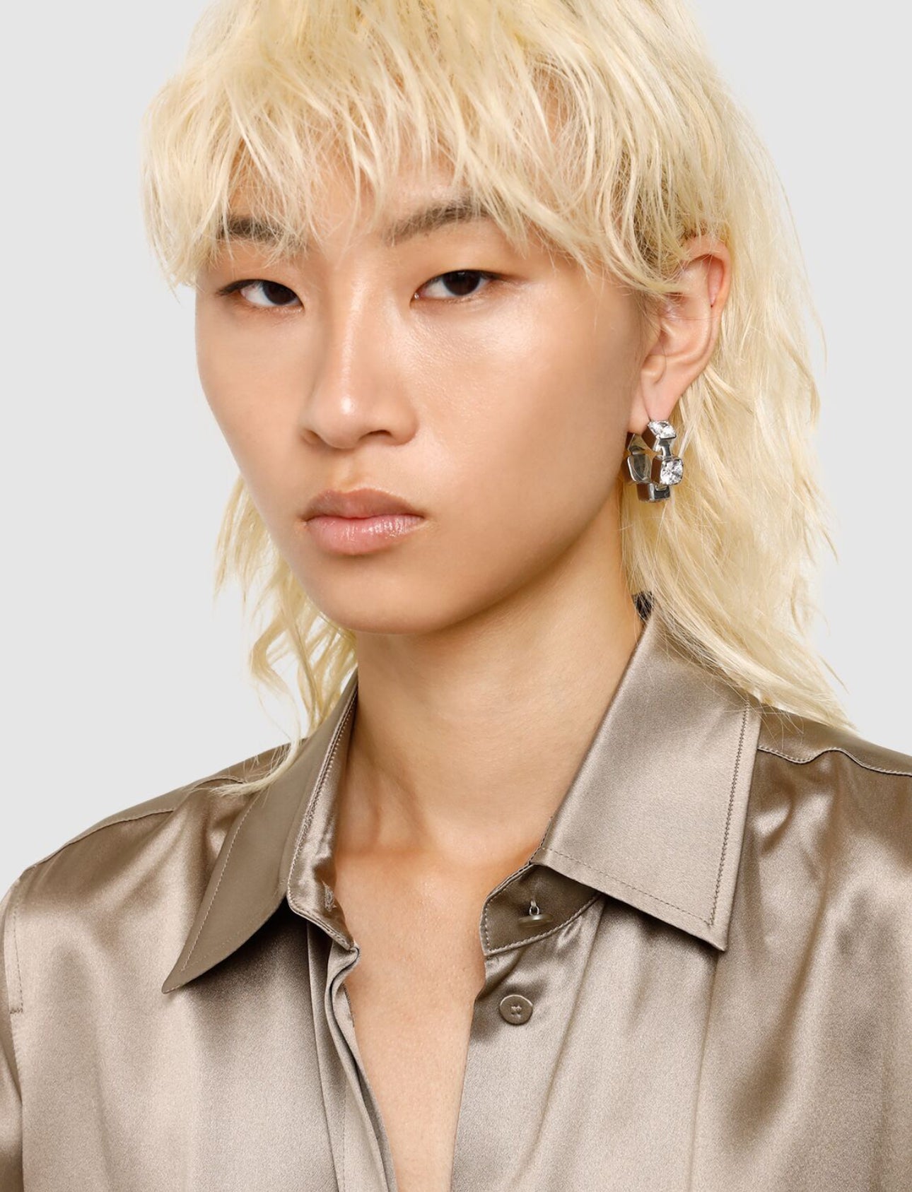 Jil Sander BW1 5 Crystal Hoop Earrings