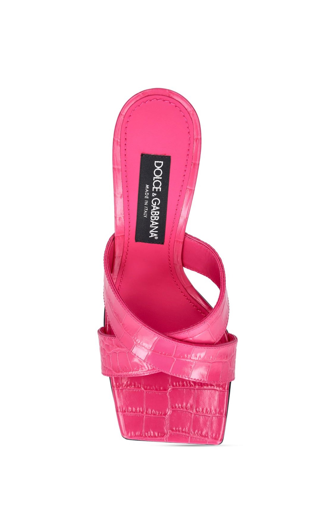 Dolce&Gabbana 75mm Patent Croc Embossed Leather Mules