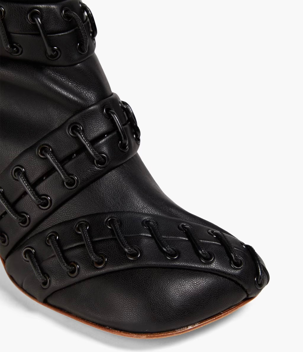 A.W.A.K.E MODE Greta Lace-up Faux Leather Ankle Boots