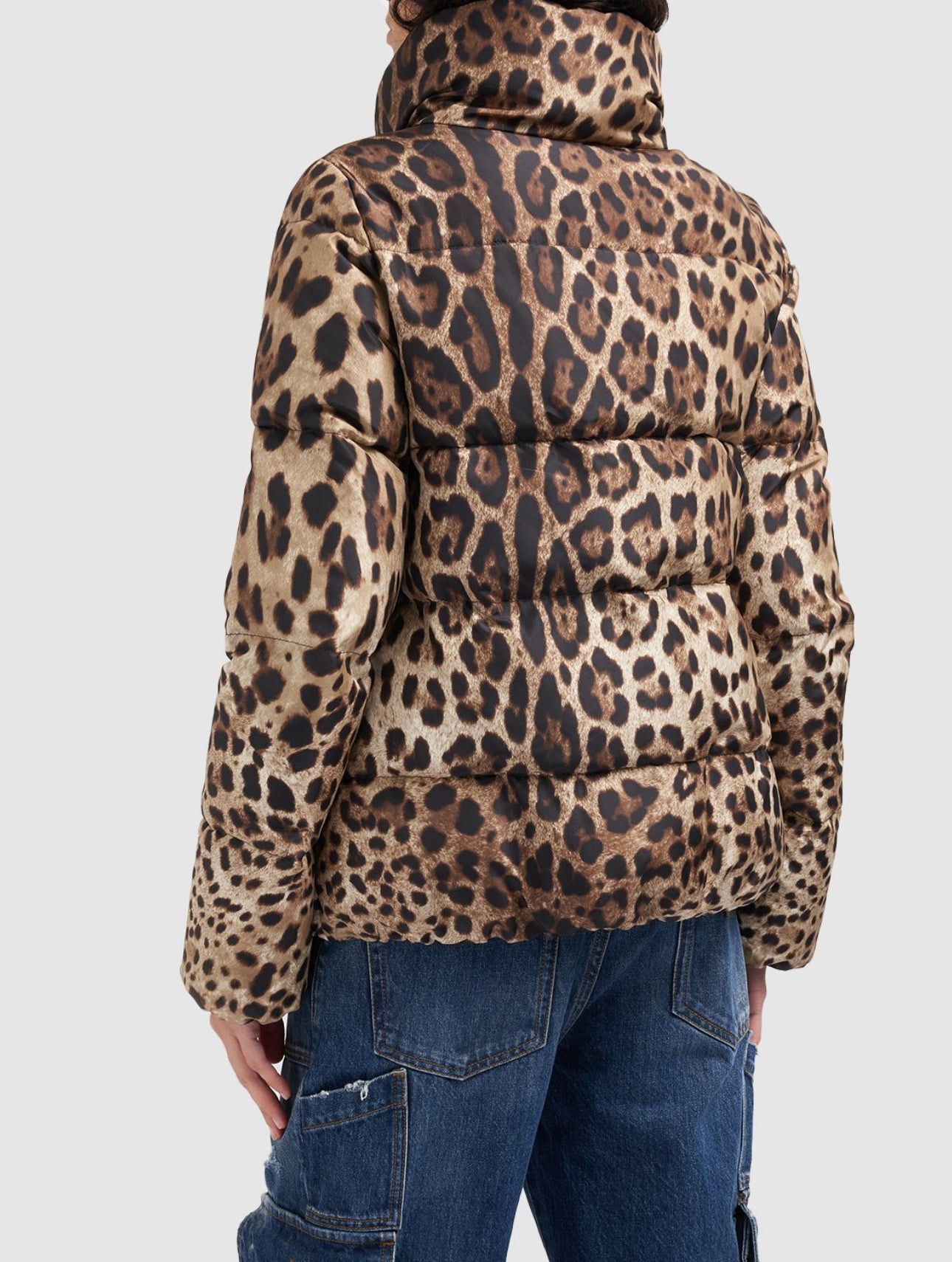 Dolce&Gabbana Leopard Print Satin Puffer Jacket