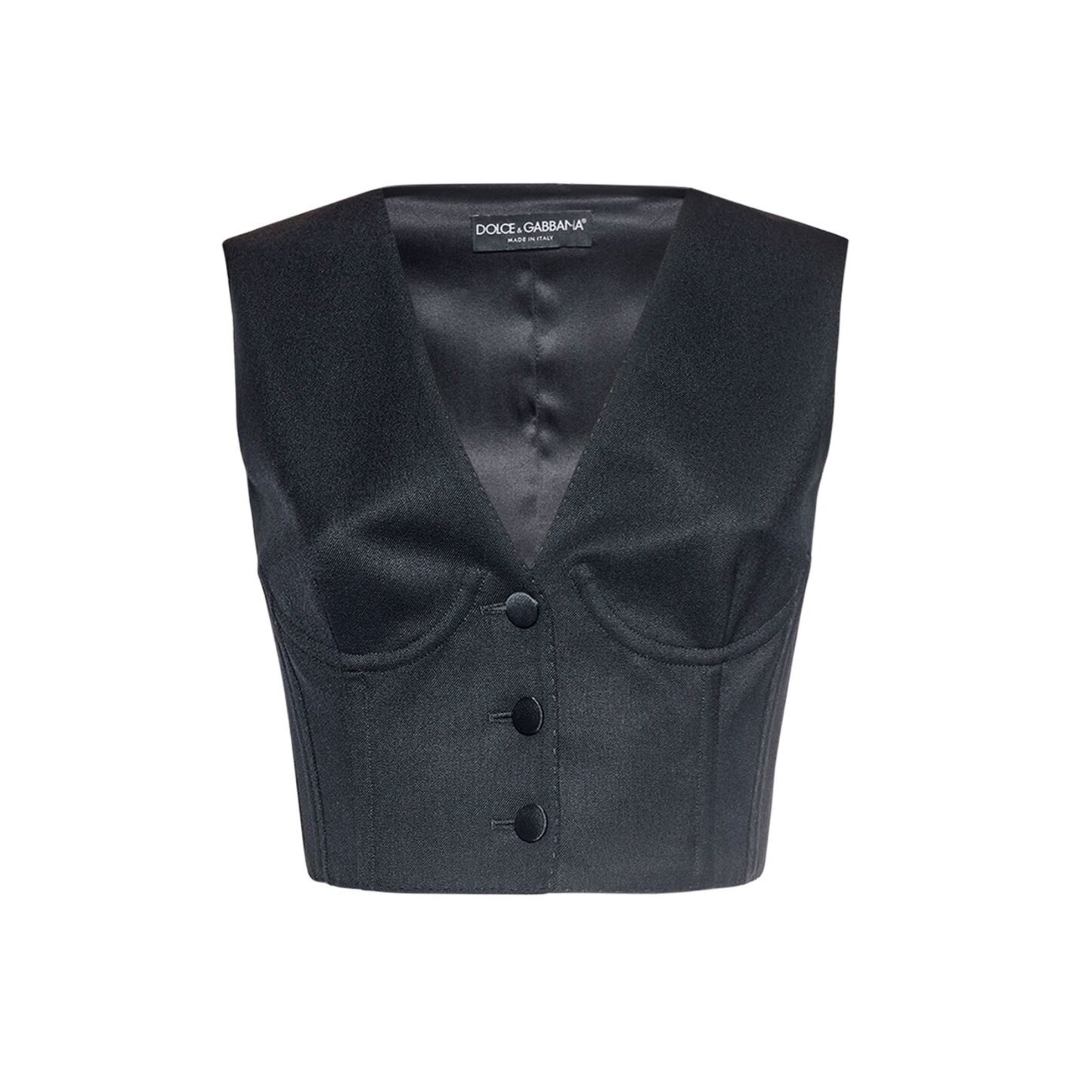 Dolce&Gabbana Wool & Satin Cropped Corset Vest