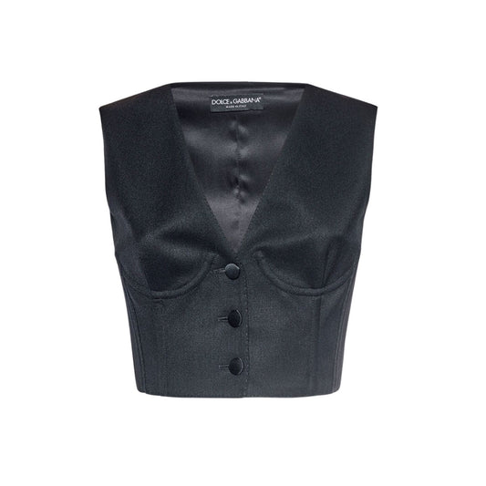 Dolce&Gabbana Wool & Satin Cropped Corset Vest