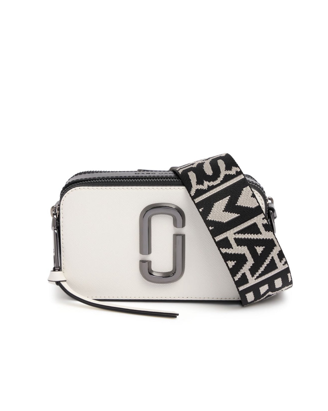 Marc Jacobs The Snapshot Leather Shoulder Bag Black/White