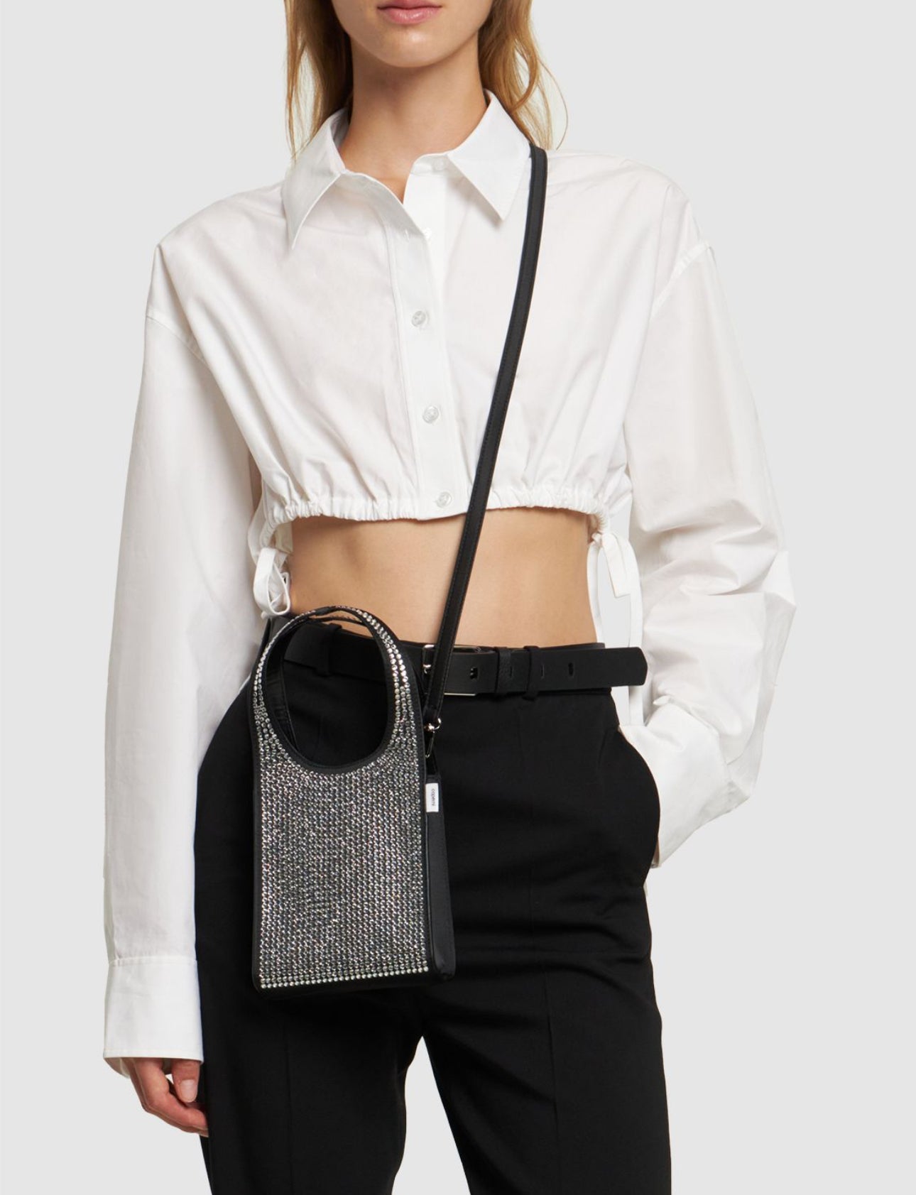 Coperni Mini Crystal Embellished Swipe Tote Bag