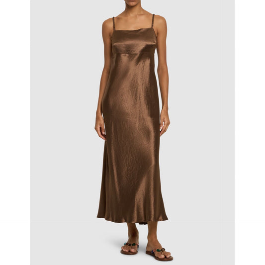 Max Mara Baden Satin Sleeveless Flared Midi Dress