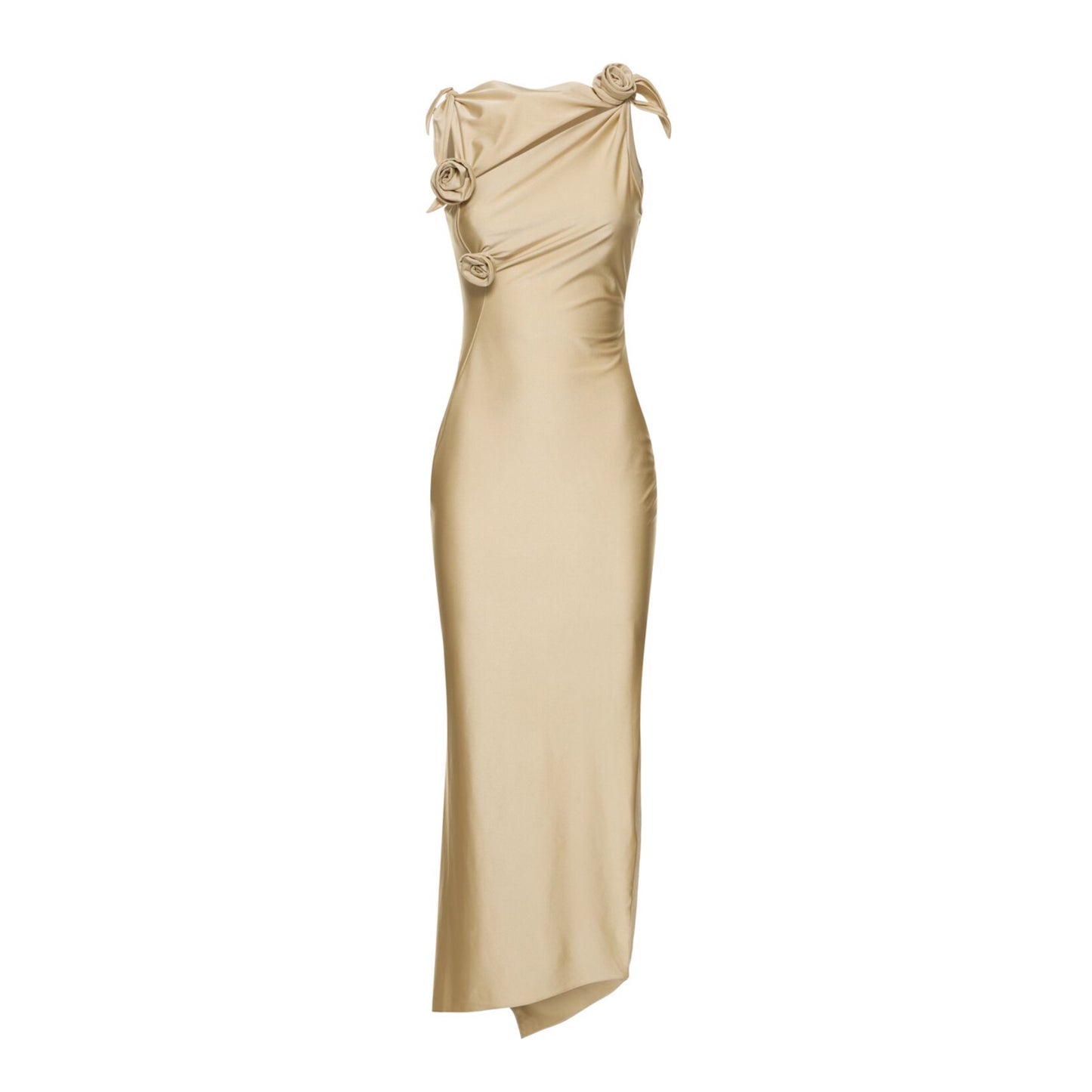 Coperni Asymmetric Flower Stretch Jersey Gown