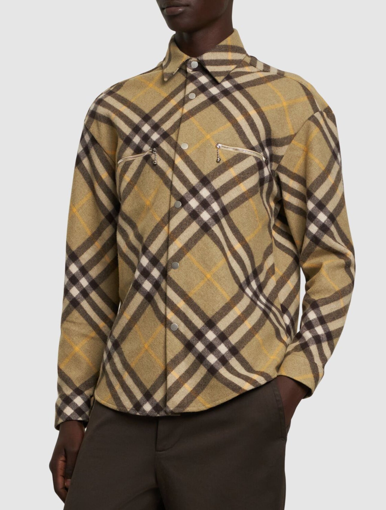 Burberry Check Wool Blend Casual Jacket