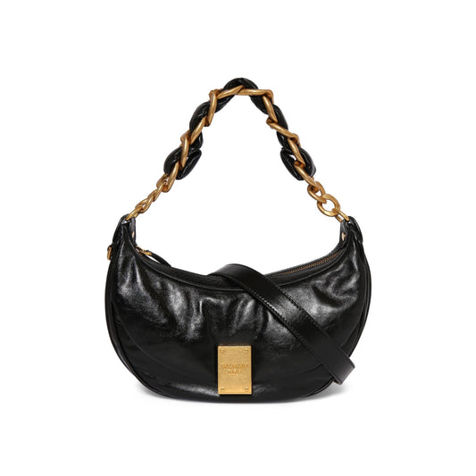 Balmain 1945 Soft Hobo Crinkled Leather Bag