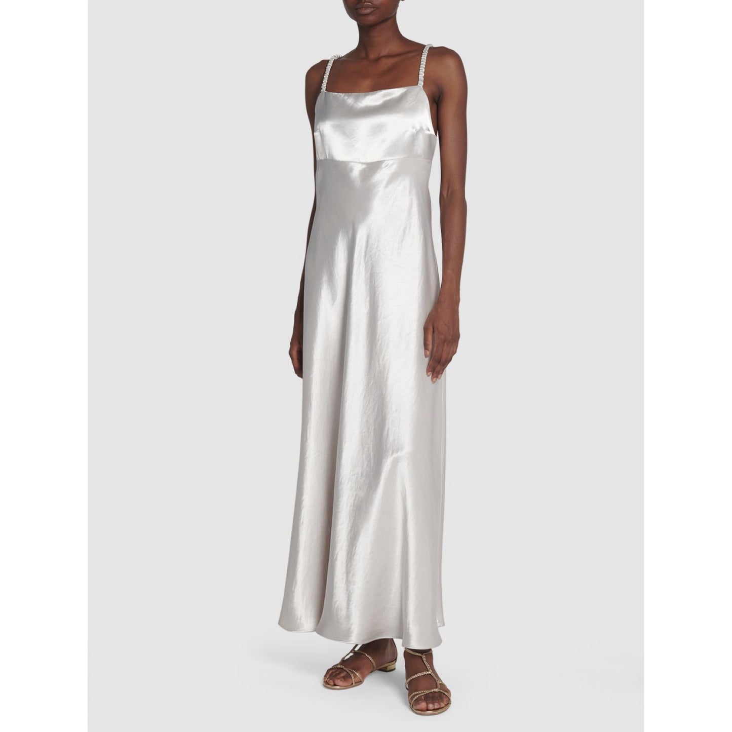 Max Mara Baden Satin Sleeveless Flared Midi Dress