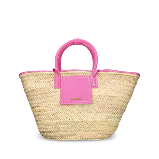 Jacquemus Le Panier Soli Raffia & Leather Tote Bag