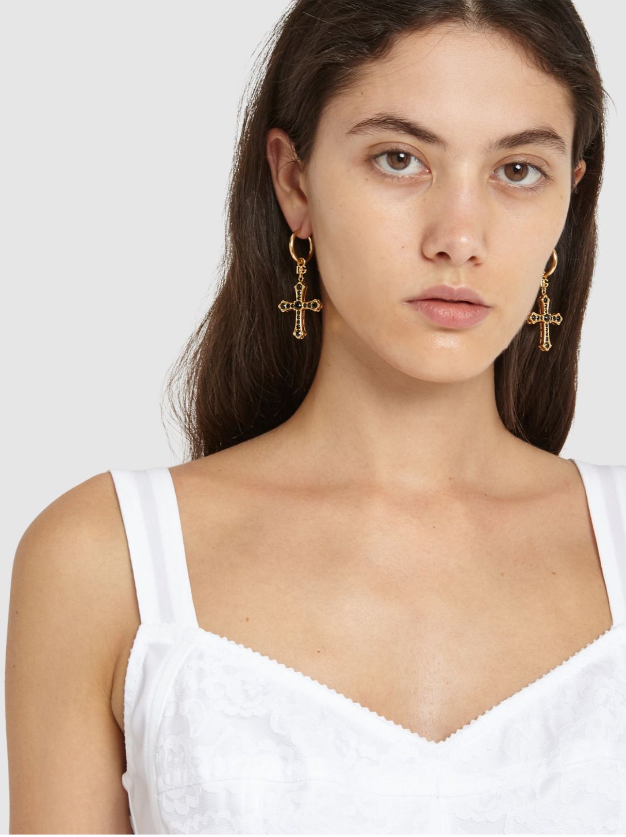 Dolce&Gabbana DG DNA Crystal Cross Earrings