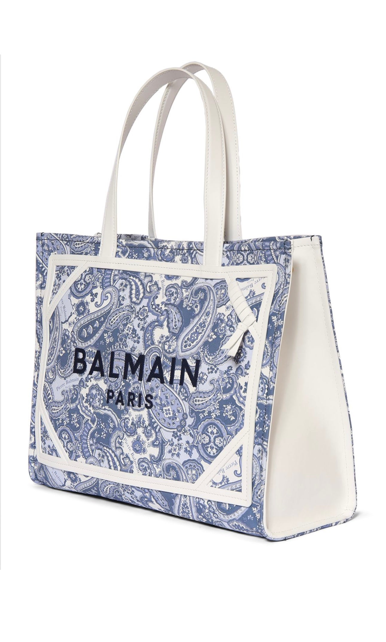 Balmain Medium B-Army Canvas Paisley Shopper Bag