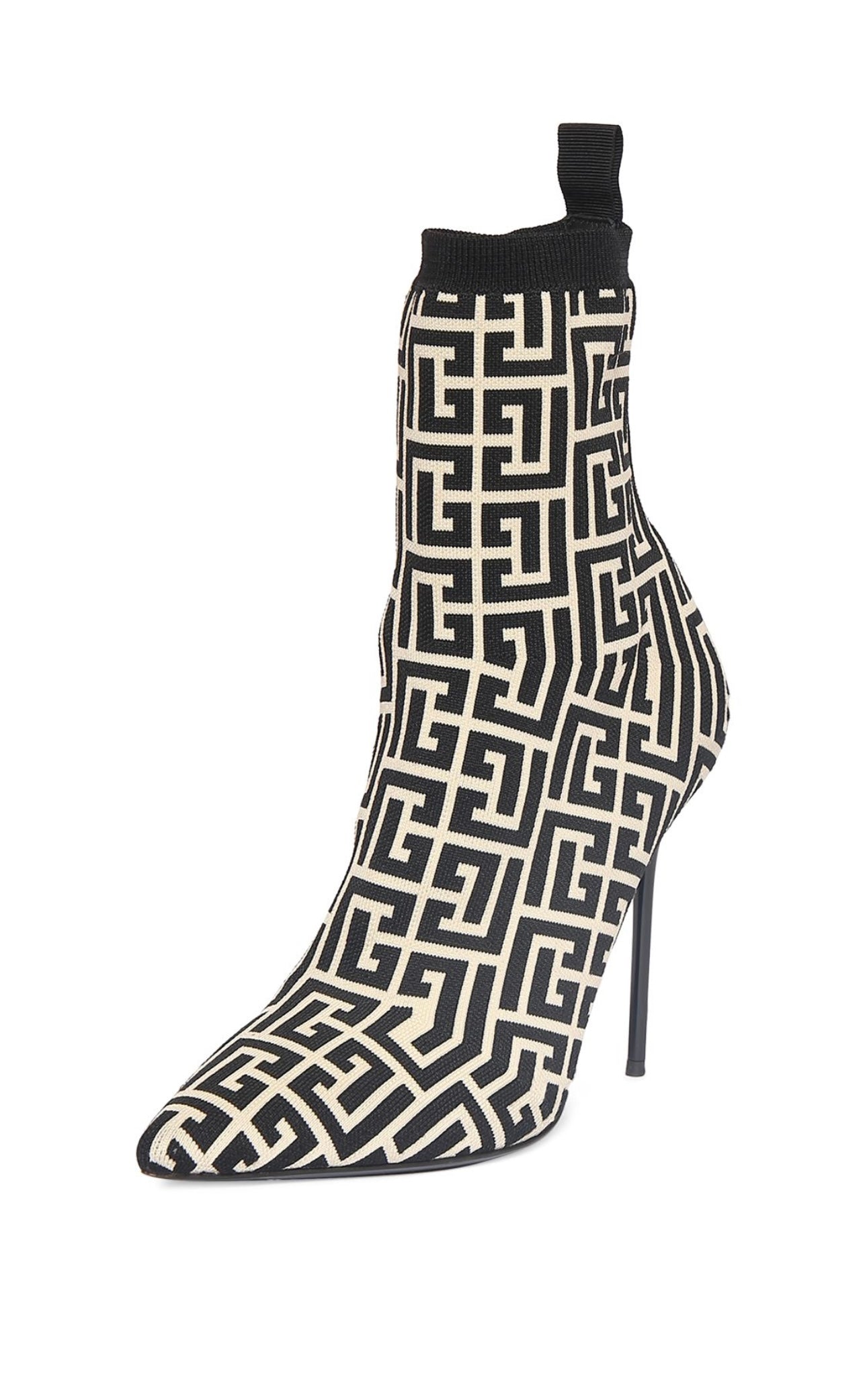 Balmain 110mm Sky Monogram Knit Ankle Boots