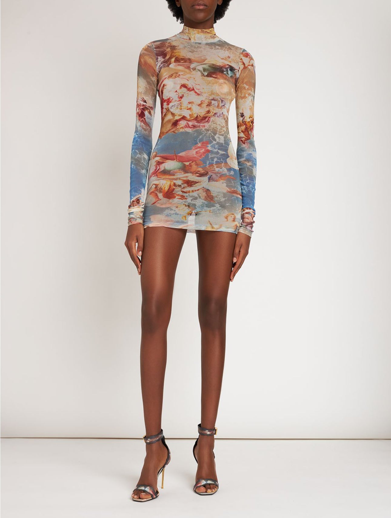 Balmain Sky Print Mesh Long Sleeved Top