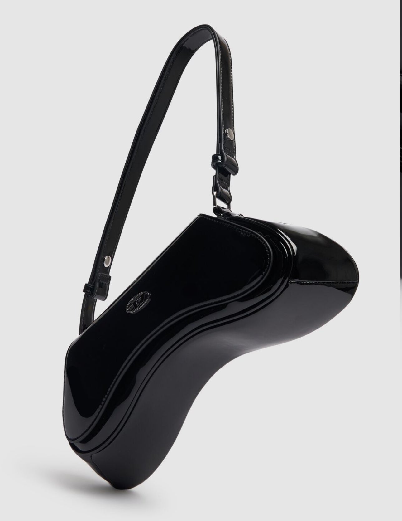 Diesel Play Glossy Tech Black Crossbody Bag