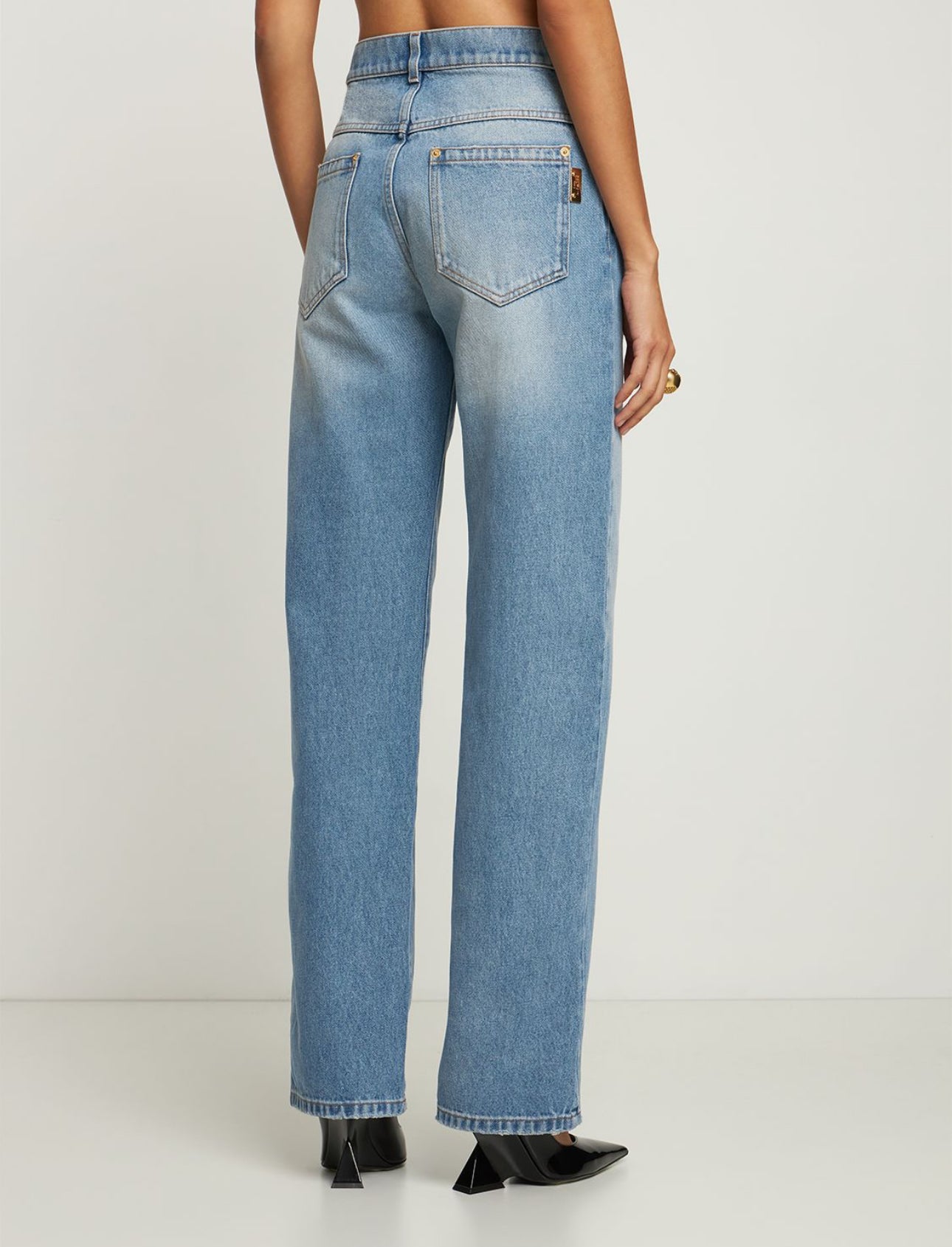 Balmain High Waist Vintage Denim Straight Jeans