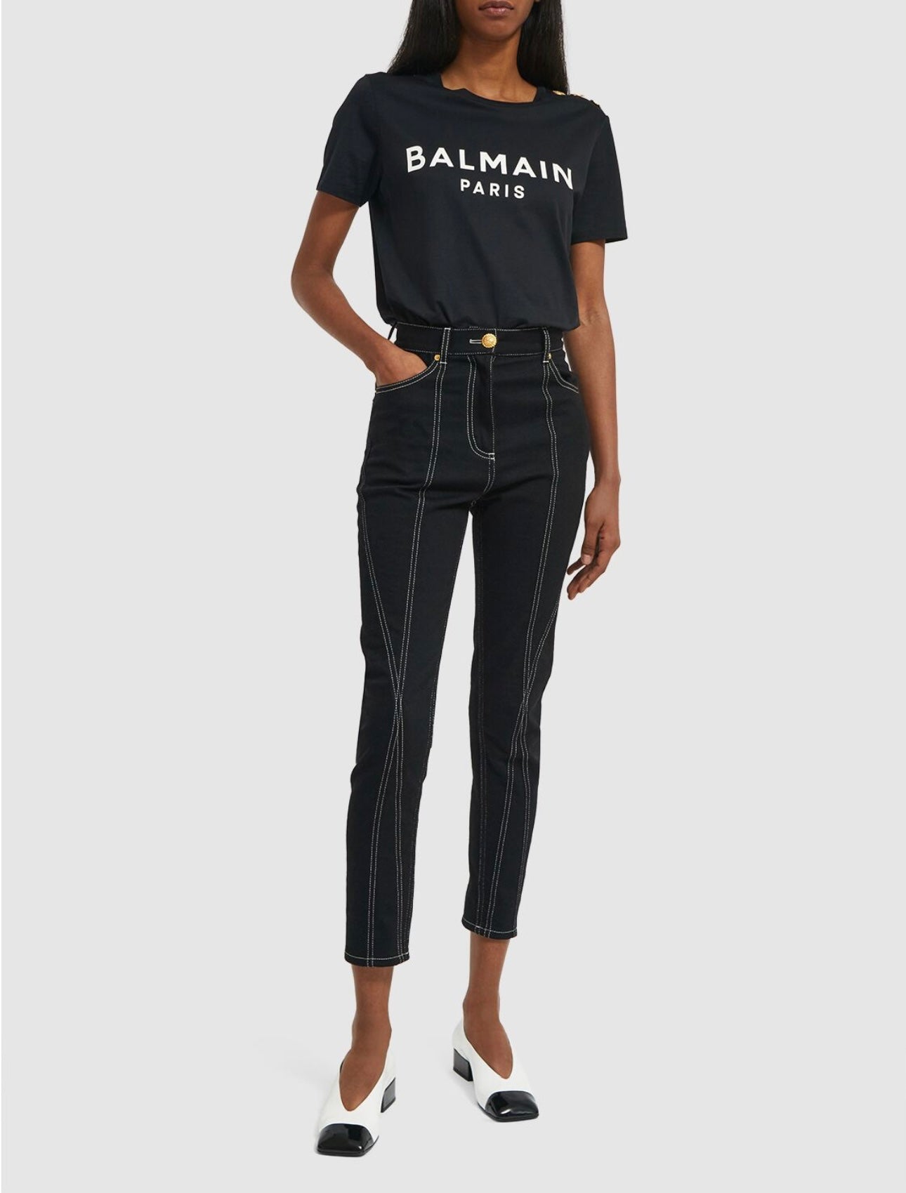 Balmain Logo Print Cotton T-Shirt