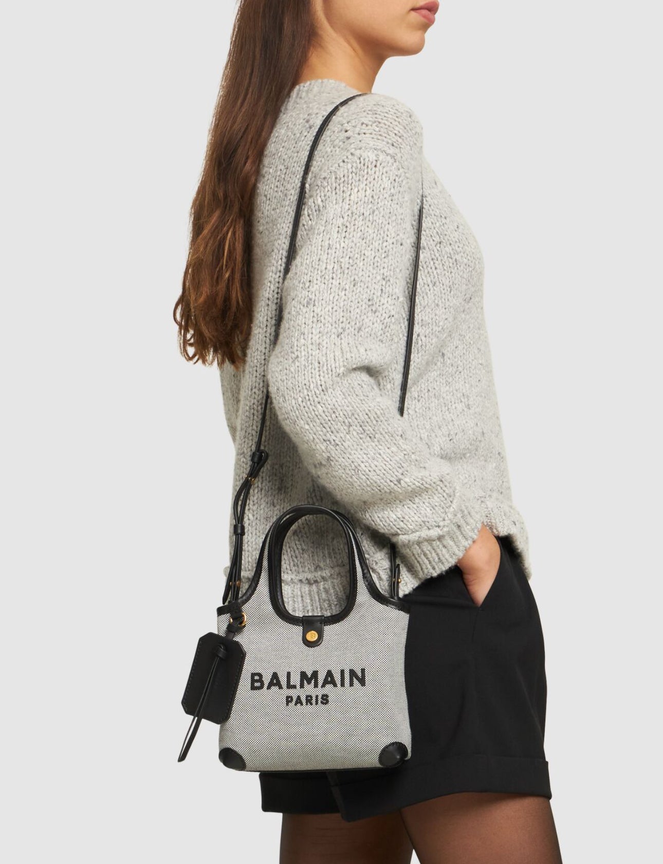 Balmain Mini B-Army Canvas Logo Bag