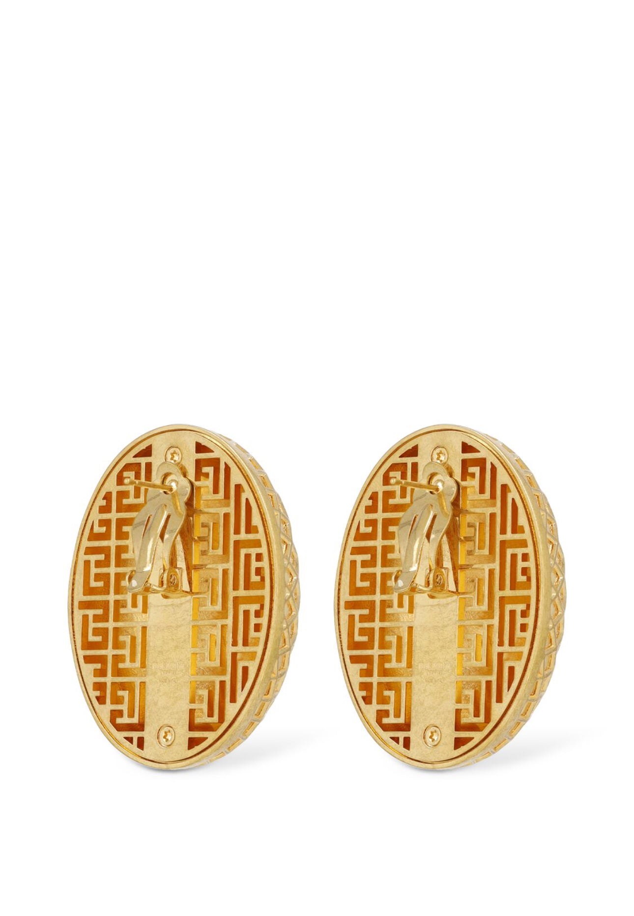 Balmain Signature Grid Brass Earrings