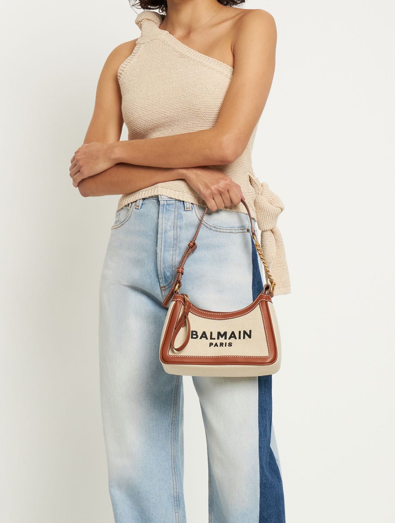 Balmain B-Army Canvas And Leather Shoulder Bag