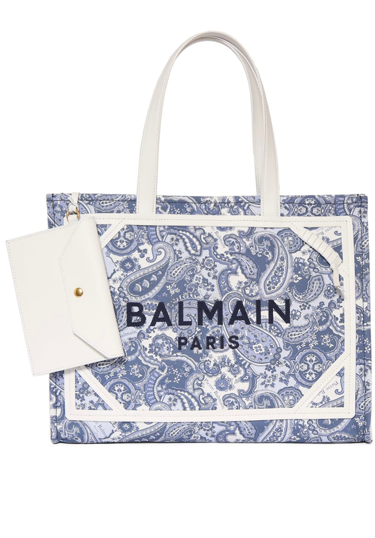 Balmain Medium B-Army Canvas Paisley Shopper Bag