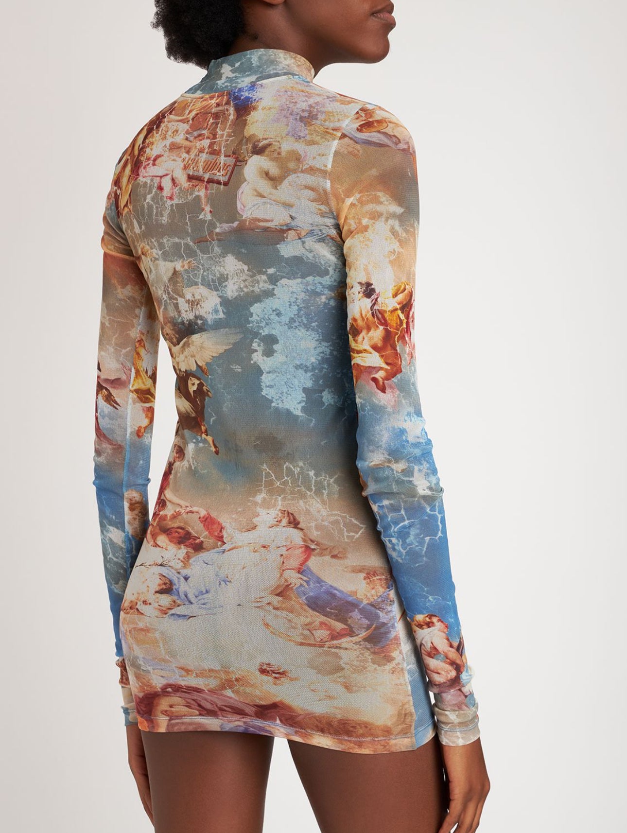 Balmain Sky Print Mesh Long Sleeved Top