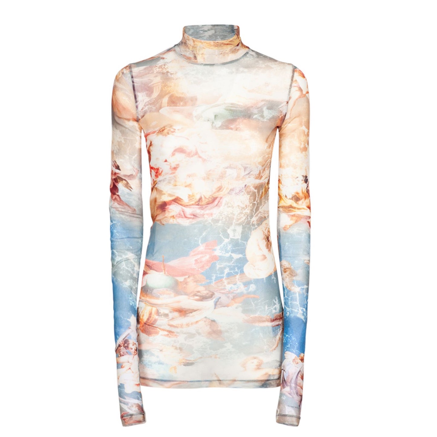 Balmain Sky Print Mesh Long Sleeved Top