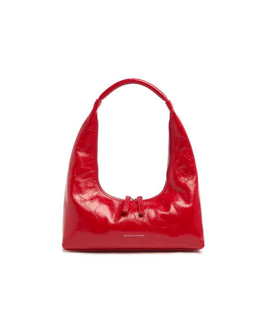 Marge Sherwood Hobo Glossy Red Leather Shoulder Bag