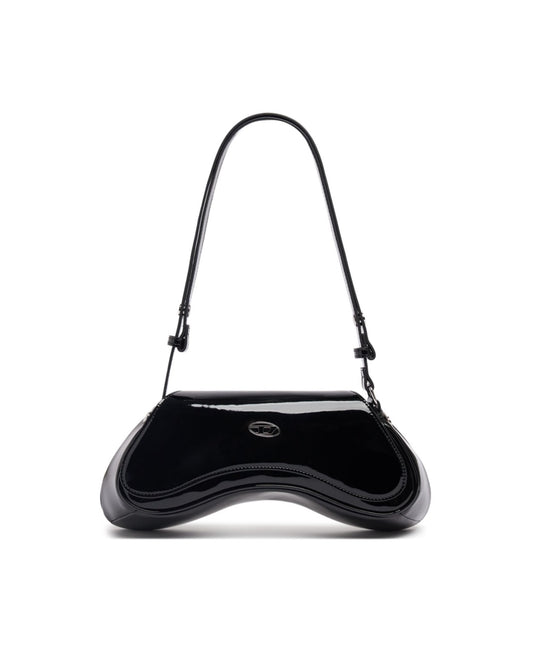 Diesel Play Glossy Tech Black Crossbody Bag