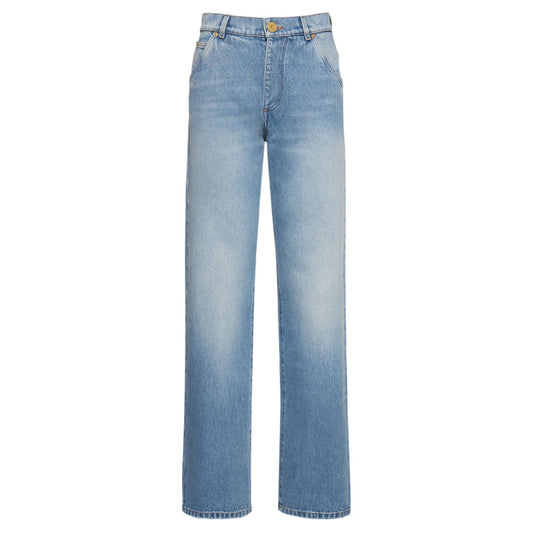 Balmain High Waist Vintage Denim Straight Jeans